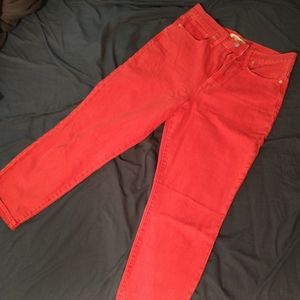Madewell mid-rise mom jeans, size 29, orange-red